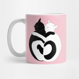 Black and White Hugging Cats Mug